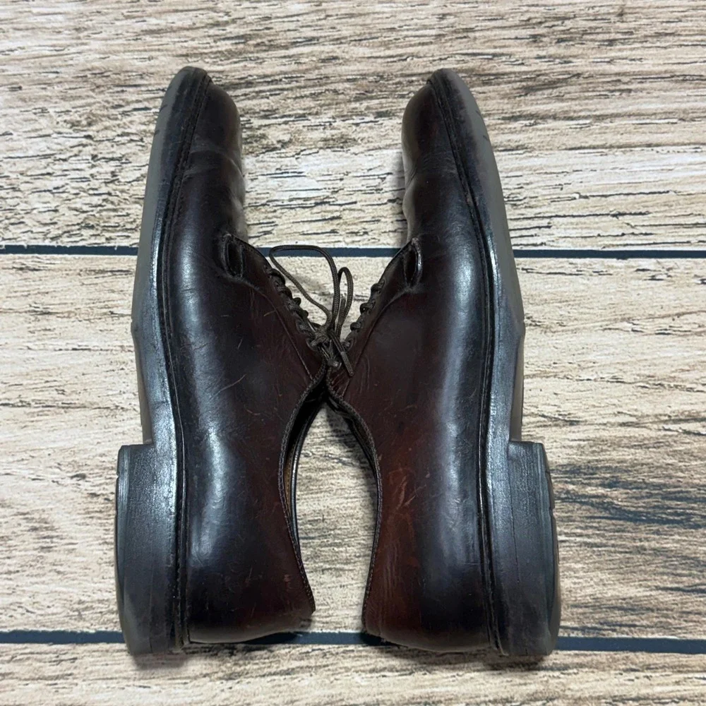Alden Plain Toe Blucher Men 8 D Burgundy Leather Derby Shoes 94328